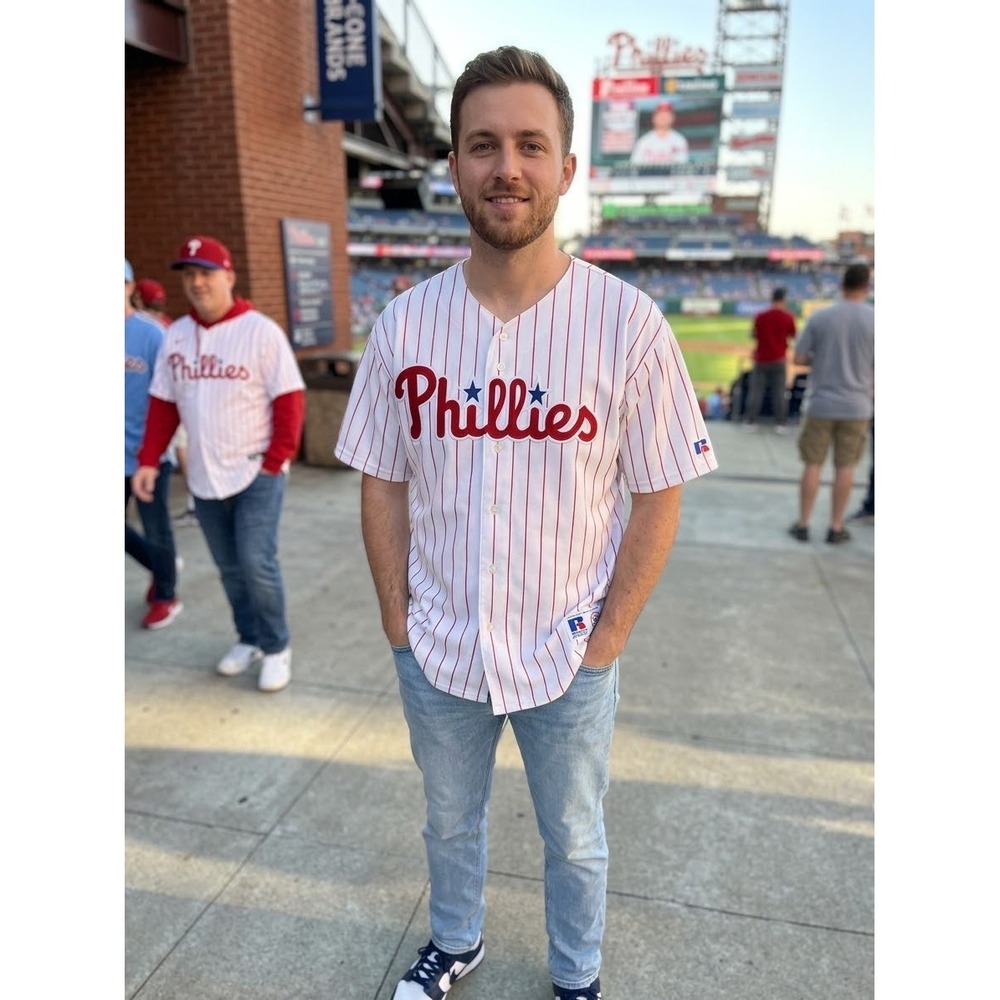 Vintage Russell Athletic Philadelphia Phillies Pinstripe Jersey Mens 3XL White